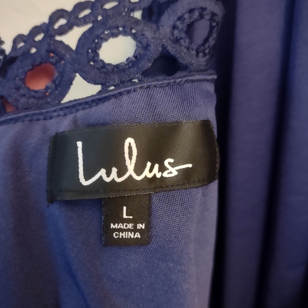 Lulus Any Sway, Shape, or Form Navy Blue Lace Halter Dress Size Large - Picture 13 of 13